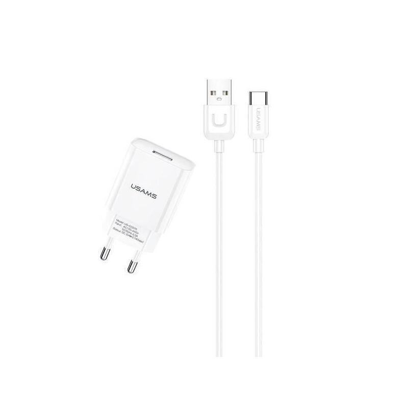 CHARGER KIT+CABLE T21 1XUSB 2.1A TYPE-C 1 METER WHITE