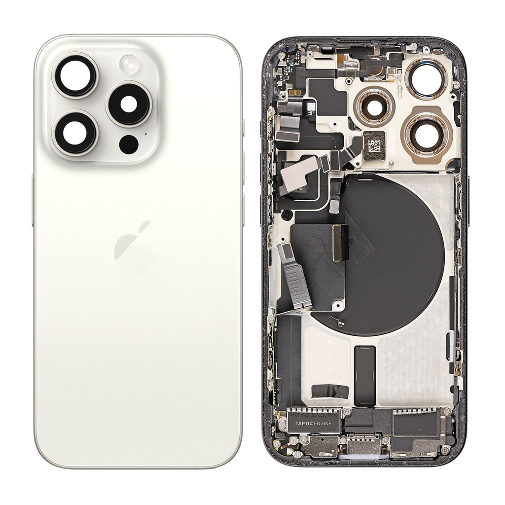 Back Screen Replacement for iPhone 15 Pro - Complete Assembly - White Titanium