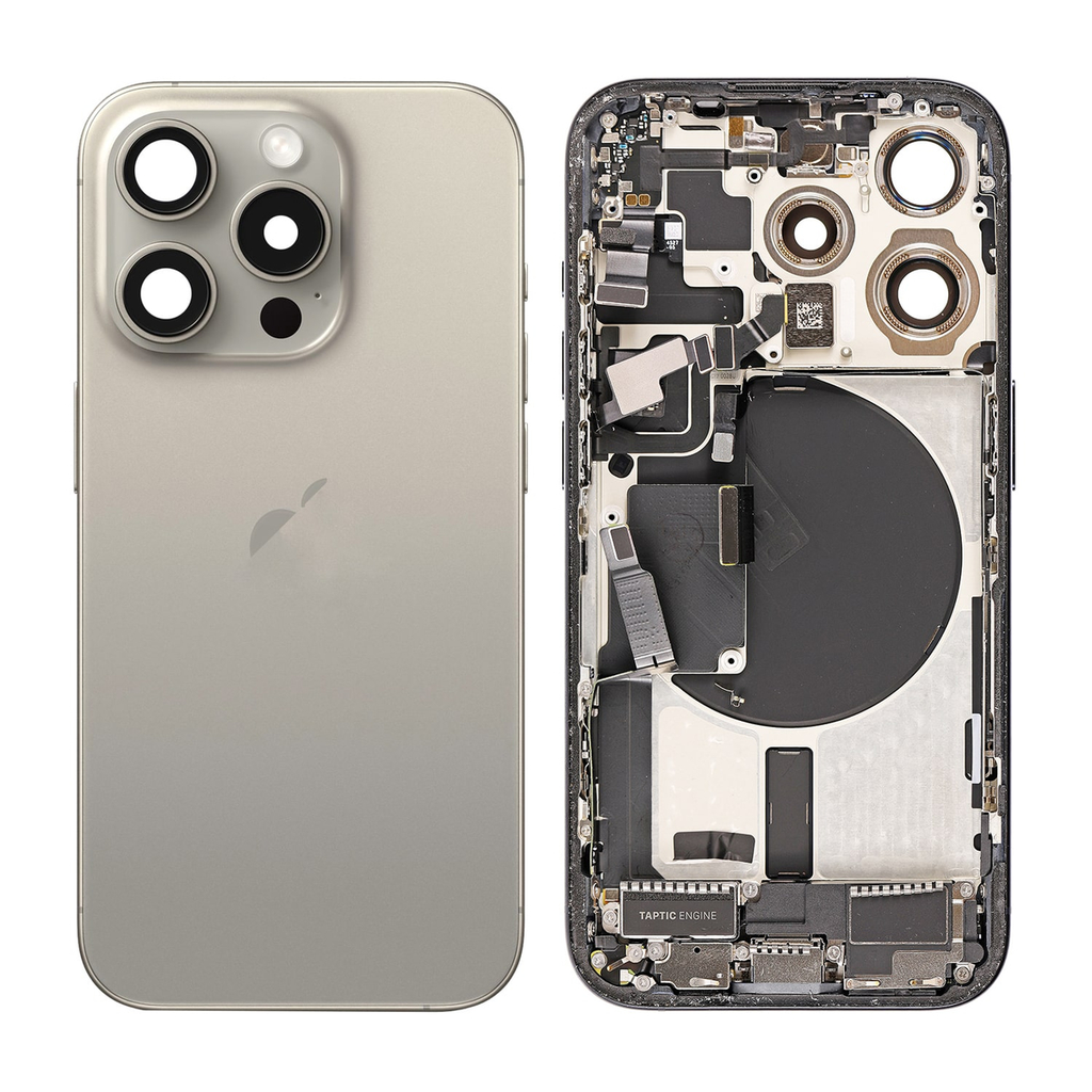 Replacement for iPhone 15 Pro Back Cover - Complete Assembly - Natural Titanium