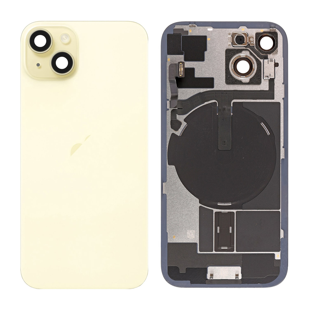 Cristal Trasero de Repuesto para iPhone 15 con Marco - Amarillo