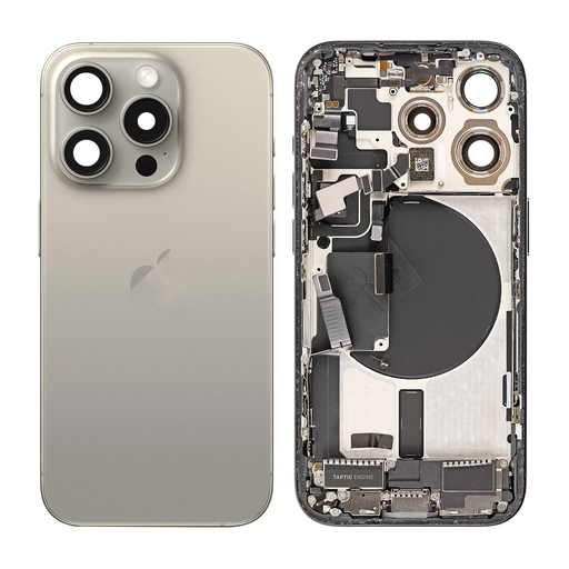 Replacement for iPhone 15 Pro Back Cover - Complete Assembly - Natural Titanium