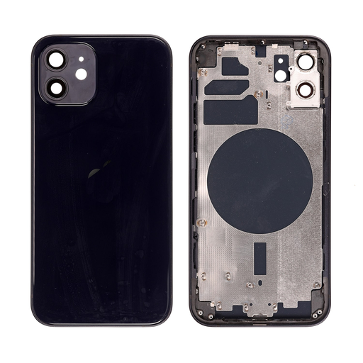 Replacement Back Cover for iPhone 12 with Frame - Black