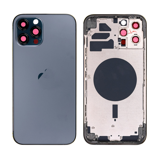 Replacement Back Cover for iPhone 12 Pro Max with Frame - Pacific Blue