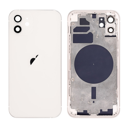 Replacement Back Cover for iPhone 12 with Frame - White